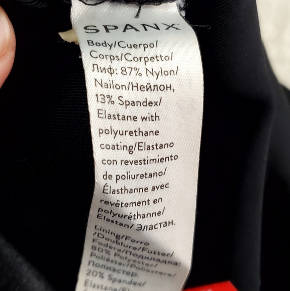 SPANX black faux leather moto ribbed biker edgy high rise shapewear leggings - Picture 6 of 7